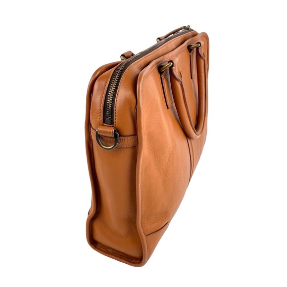 Coach Heritage Leather Briefcase British Tan Brown Sleek, Detachable Strap, Fine - Picture 4 of 13